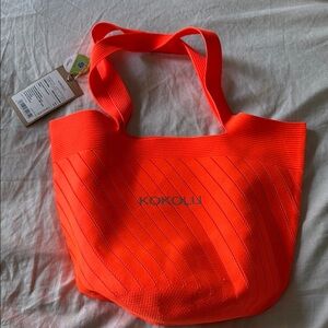 Vibrant Orange Canvas Tote Bag with Spacious Design BNWT